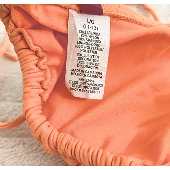 OCEAN PACIFIC (OP) Sz Jr. L 11-13 Creamsicle Orange Triangle String Bikini - Picture 4 of 6